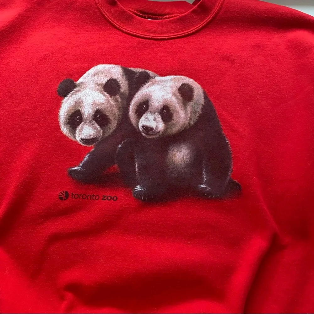 Gilden Toronto Zoo Panda Sweatshirt Adult XL Red Fandom Kawaii Animal Print - Picture 8 of 15